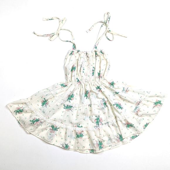 Vintage Miss Quality Dress Girls Sz 4T Cream Floral Sundress Boho Cottagecore - Picture 1 of 4